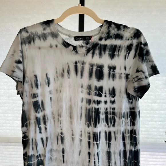 Gypsy 05 Mia Tie Dye Tunic Top Black Grey Small NWT Casual Boho Festival Spring - Picture 2 of 5